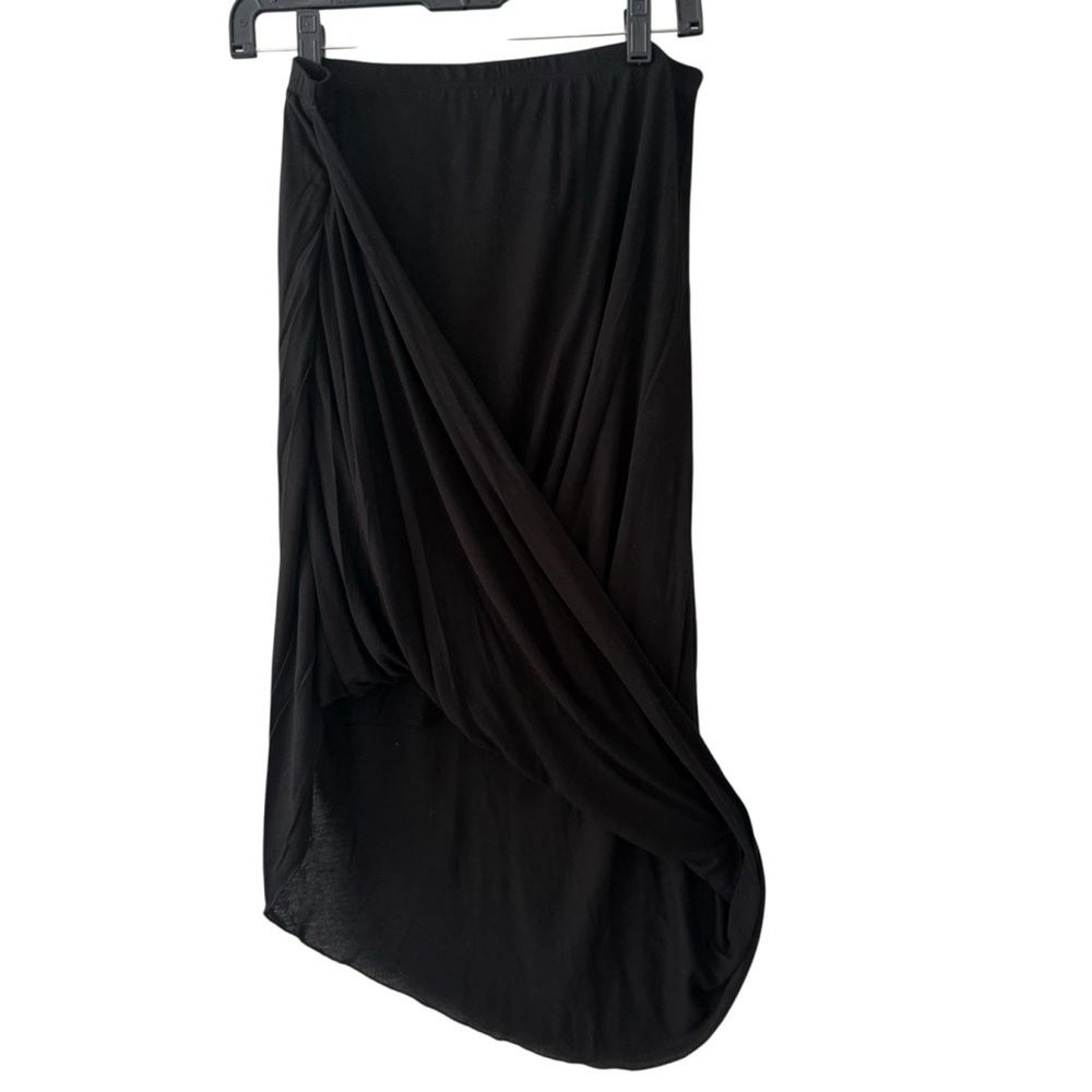 LA Made Black Asymmetrical Draped Midi Skirt Women’s Size Medium